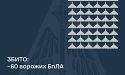 Збито 60 ворожих БПЛА, 41 безпілотник-імітатор не досяг цілей (локаційно втрачені)