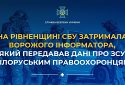 На Рівненщині СБУ затримала ворожого інформатора, який передав дані про ЗСУ білоруським правоохоронцям