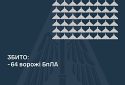 Збито 64 ворожі БПЛА, 62 безпілотники-імітатори не досягли цілей (локаційно втрачені)