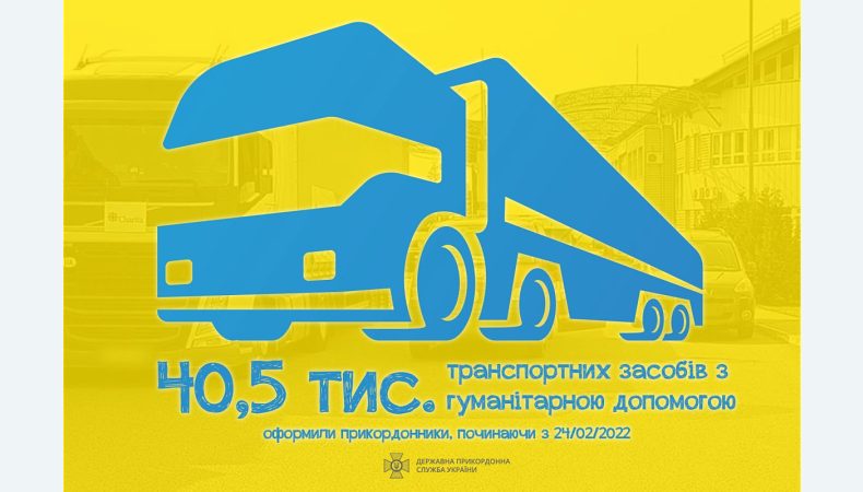 За 100 днів повномасштабної війни прикордонники оформили 40,5 тис. автомобілів з гуманітарними вантажами