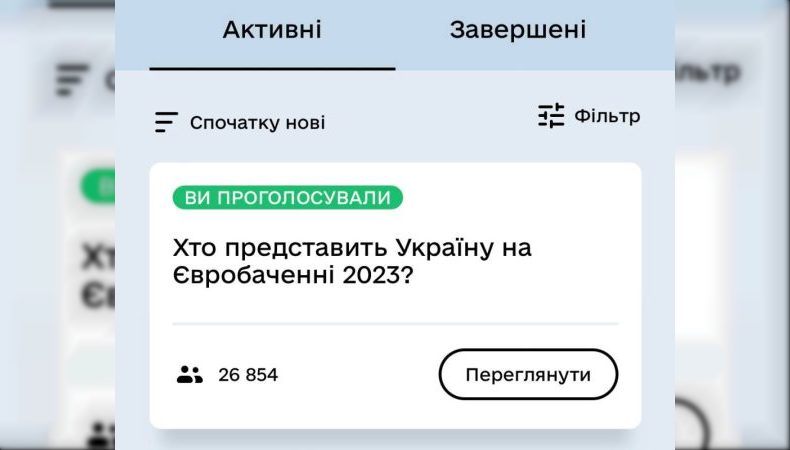 Понад 166 тисяч українців проголосували в Дії за кандидата на Євробачення-2023