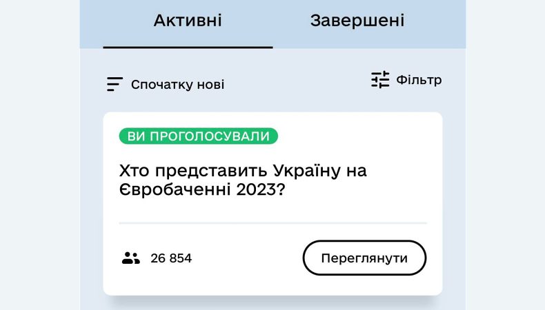 Понад 166 тисяч українців проголосували в Дії за кандидата на Євробачення-2023