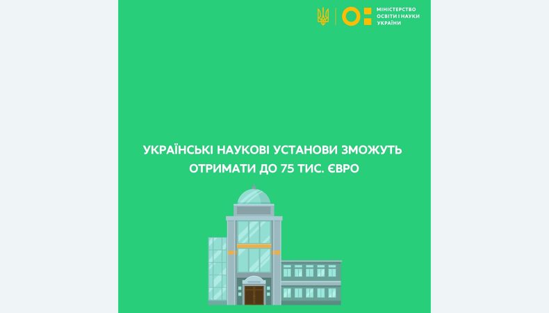 Українські наукові установи зможуть отримати до 75 тис. євро