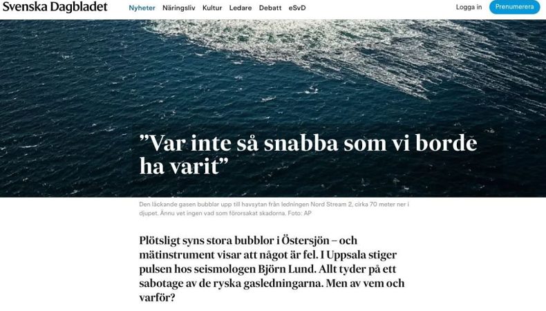 Берегова охорона Швеції виявила четвертий витік газу на «Північному потоці»