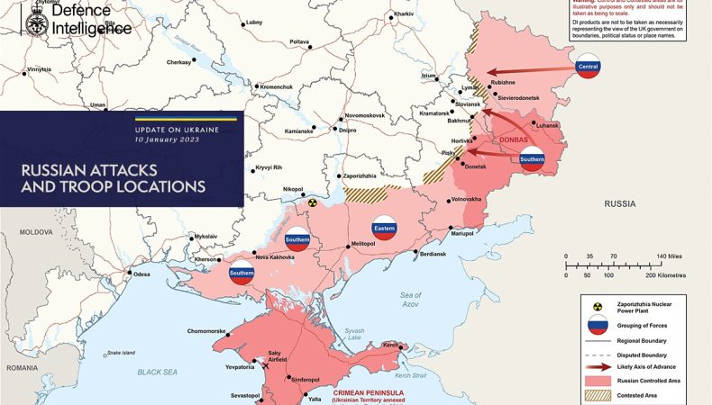 Міноборони Британії показали свіжу карту боїв в Україні