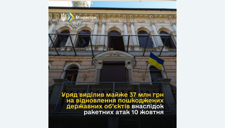 Уряд виділив майже 37 млн грн на відновлення державних об’єктів