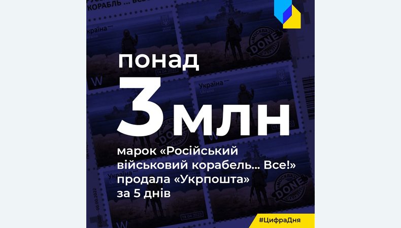 За тиждень «Укрпошта» продала більше 3 млн марок «Русскій воєнний корабль… Всьо!»