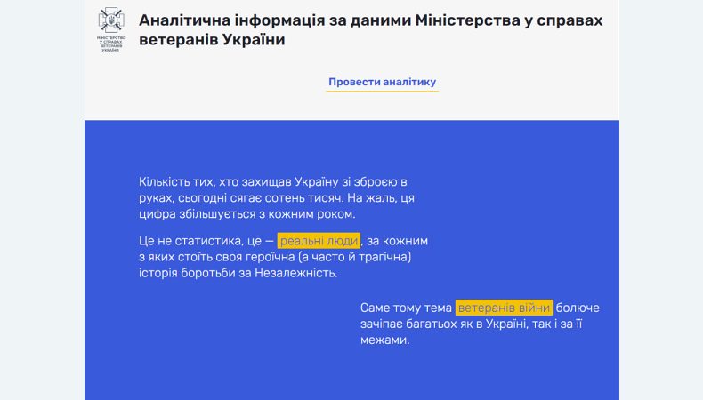 В Україні створили деперсоналізований сайт про ветеранів