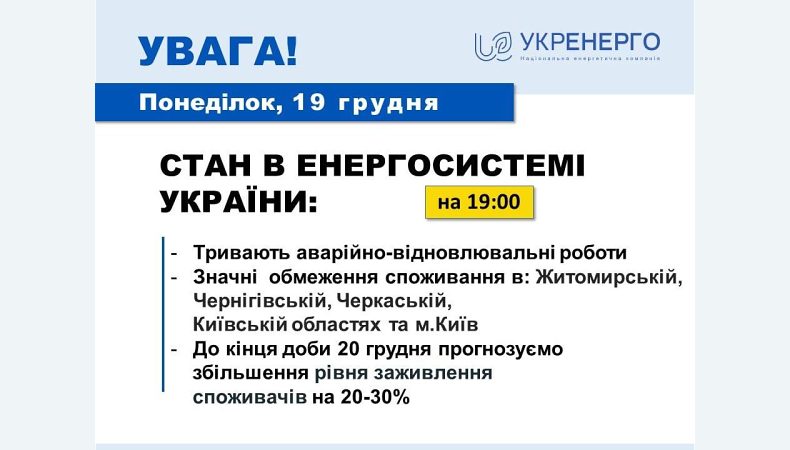 В Укренерго розповіли про значні пошкодження енергетичної інфраструктури