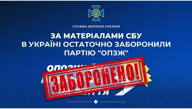 За ініціативи СБУ в Україні остаточно заборонили діяльність «ОПЗЖ»