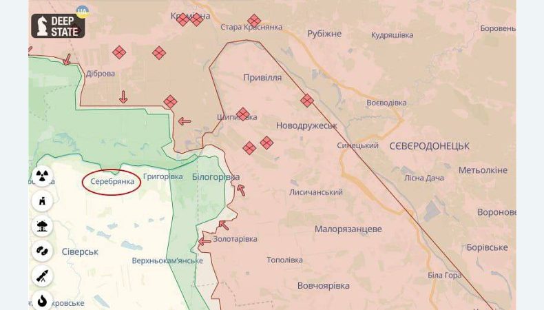 Серебрянка, Луганська область. Карта DeepState