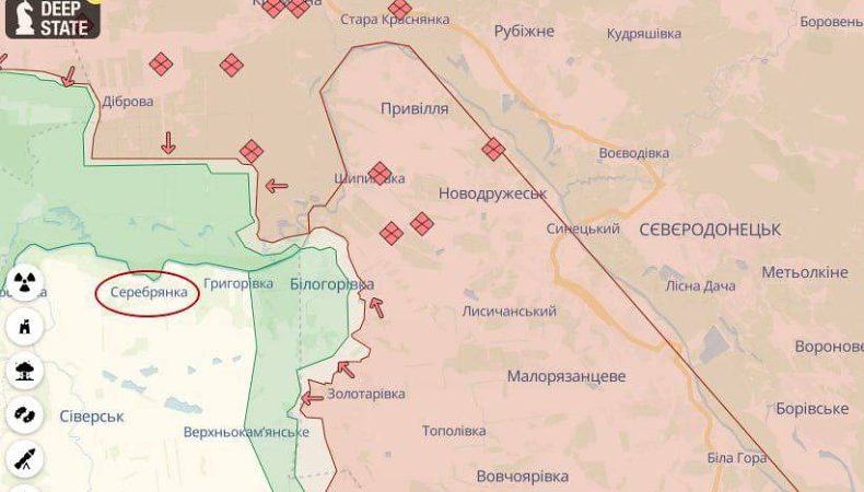 Серебрянка, Луганська область. Карта DeepState