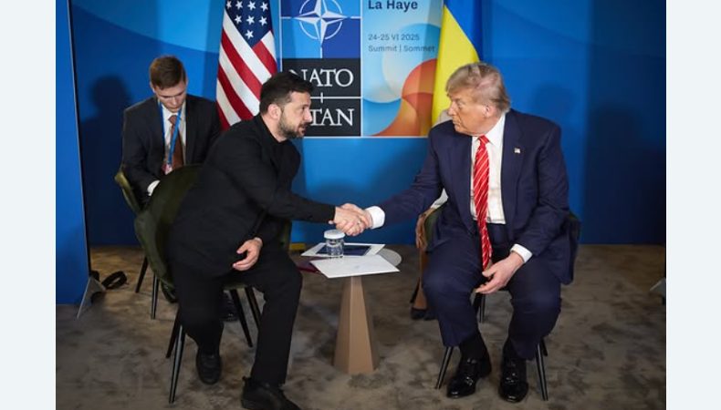 В. Зеленський та Д. Трамп на саміті НАТО