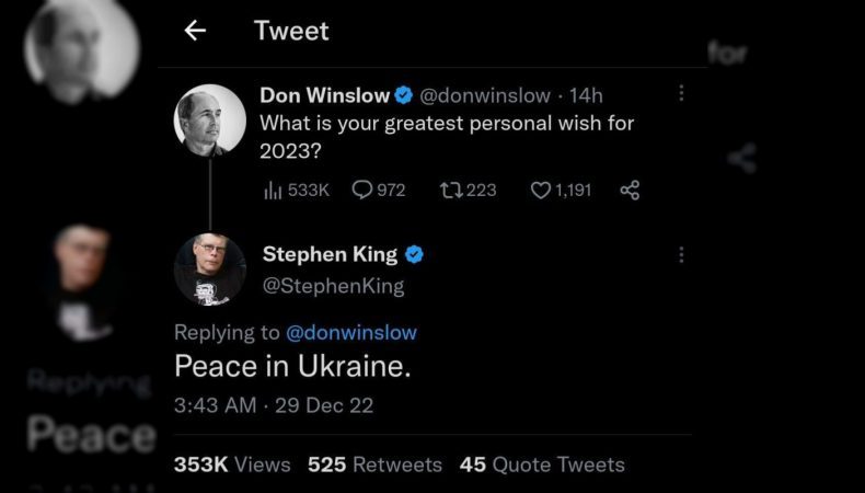Найбільше бажання Кінга — мир в Україні